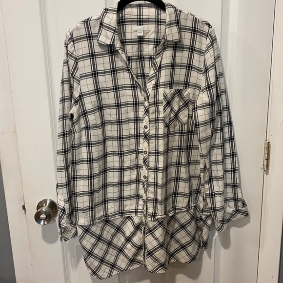 J Jill Mixed Plaid Flannel Button Down Tunic EUC - Picture 4 of 14